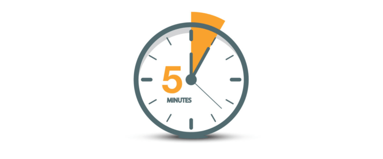 A stopwatch showing 5 minutes